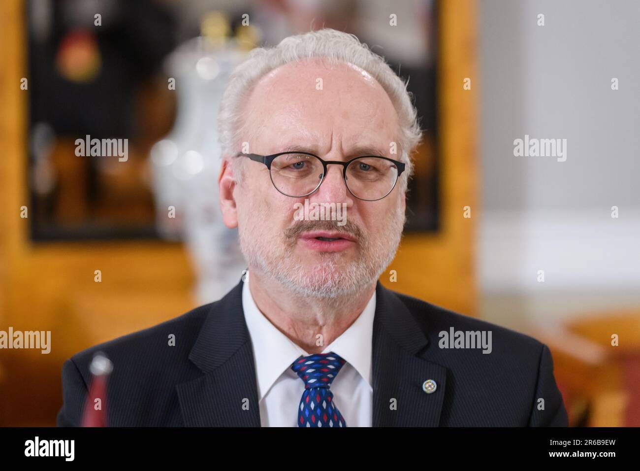 RIGA, Lettonie. 8th juin 2023. Barbel Bas, Président du Bundestag allemand, rencontre Egils Levits (sur photo), Président de la Lettonie. Château de Riga. Credit: Gints Ivuskans/Alamy Live News Banque D'Images