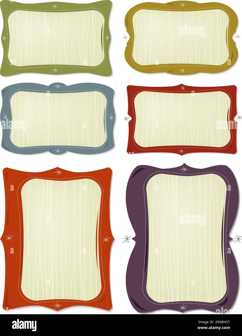 Des cadres de style rétro. Facile à changer de couleur. J'en trouve d'autres dans mon portefeuille Illustration de Vecteur