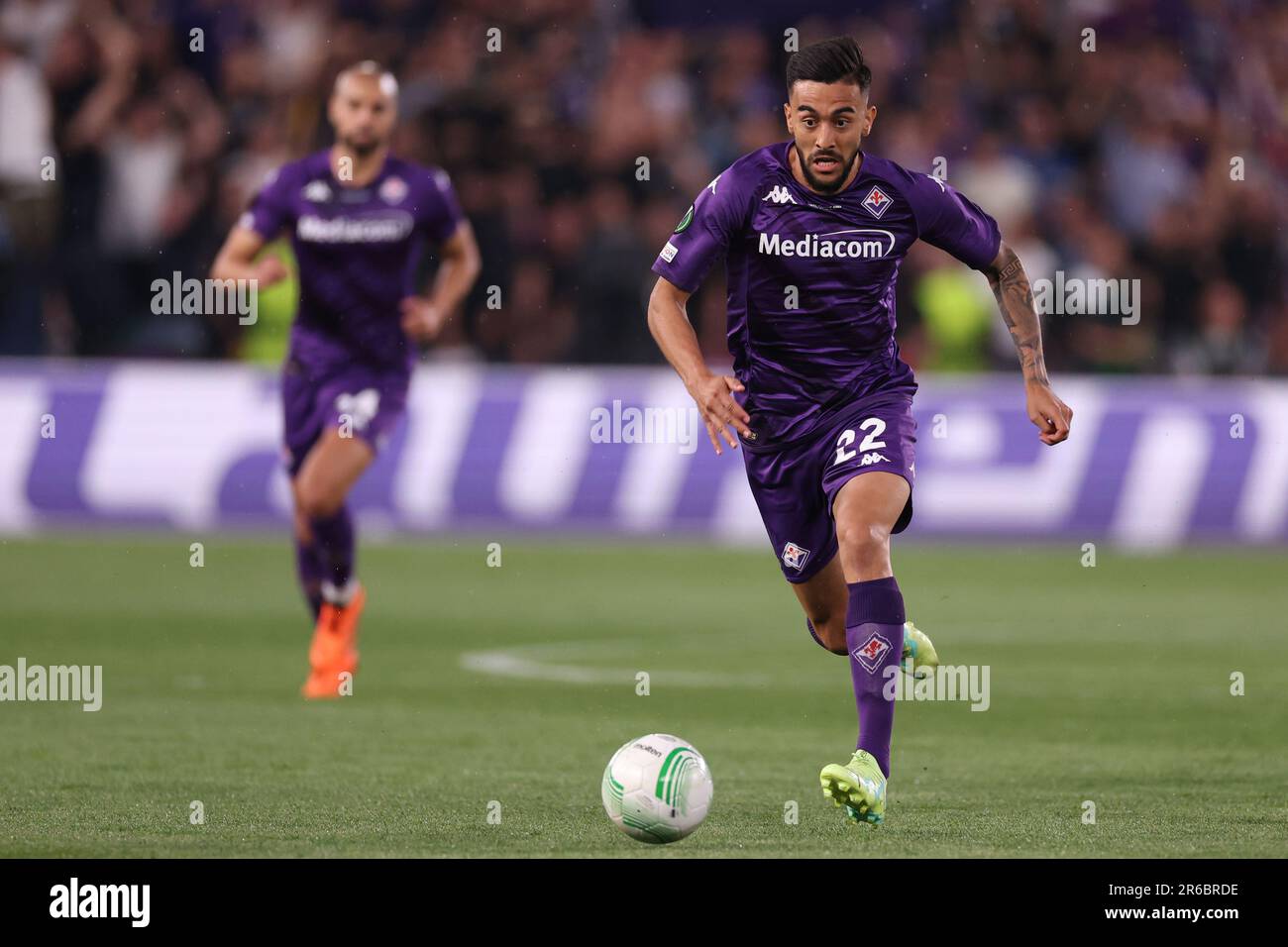 Eden Arena, Prague, République tchèque. 7th juin 2023. Finale de football de l'UEFA Europa Conference League, Fiorentina versus West Ham United; Nicolas Gonzalez de Fiorentina Credit: Action plus Sports/Alamy Live News Banque D'Images