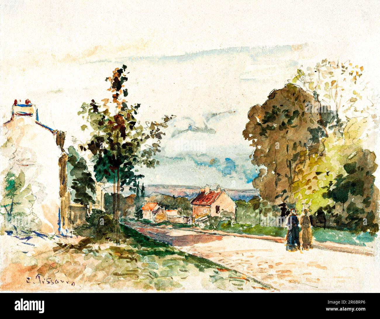 La route de Versailles à Louveciennes par Camille Pissarro. Original de la Galerie nationale d'Art Banque D'Images
