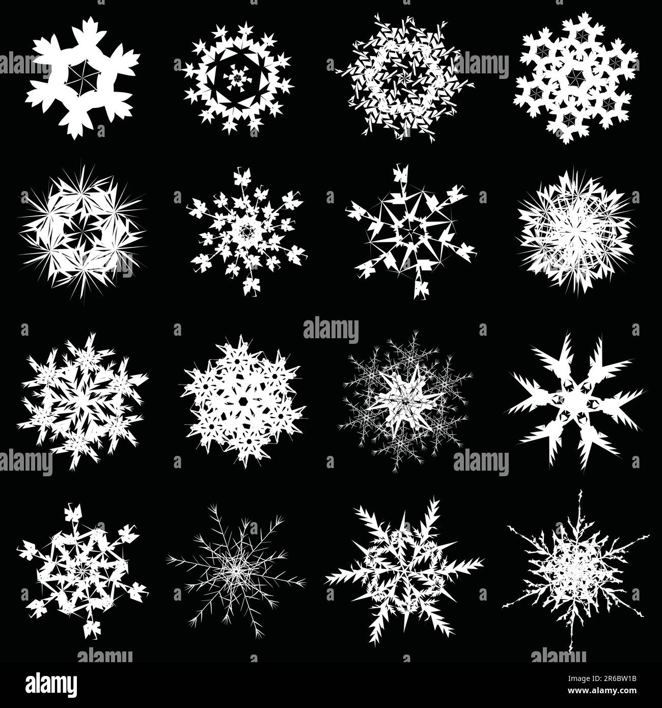 Ensemble de formes vectorielles illustrées modifiables de flocon de neige Illustration de Vecteur