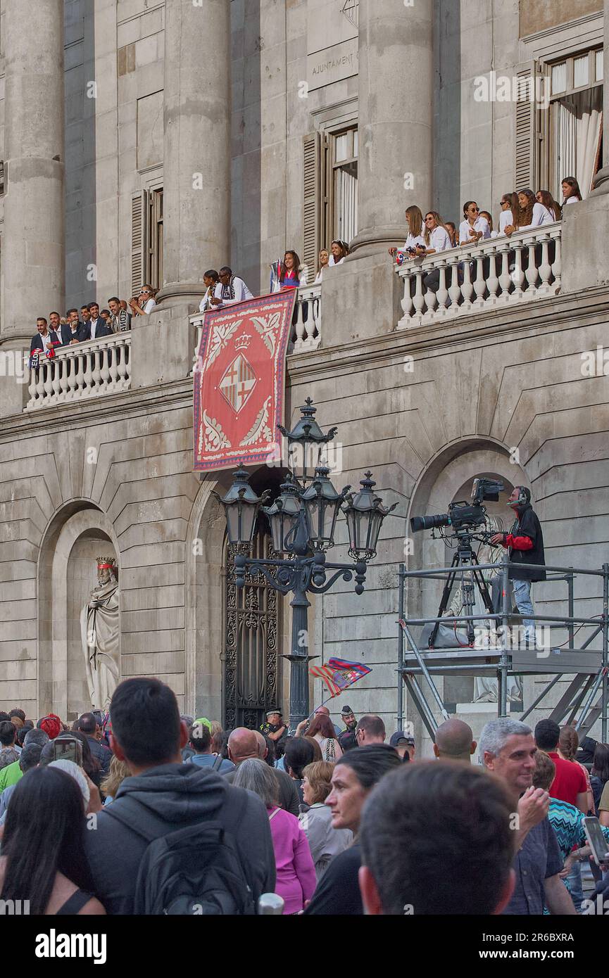 Barcelone - 08 juin 2023 : club de football Barcelone champions de la ligue espagnole de football féminin Banque D'Images