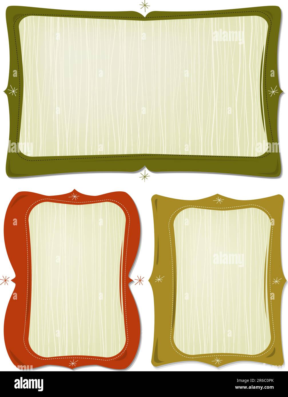 Des cadres de style rétro. Facile à changer de couleur. J'en trouve d'autres dans mon portefeuille Illustration de Vecteur