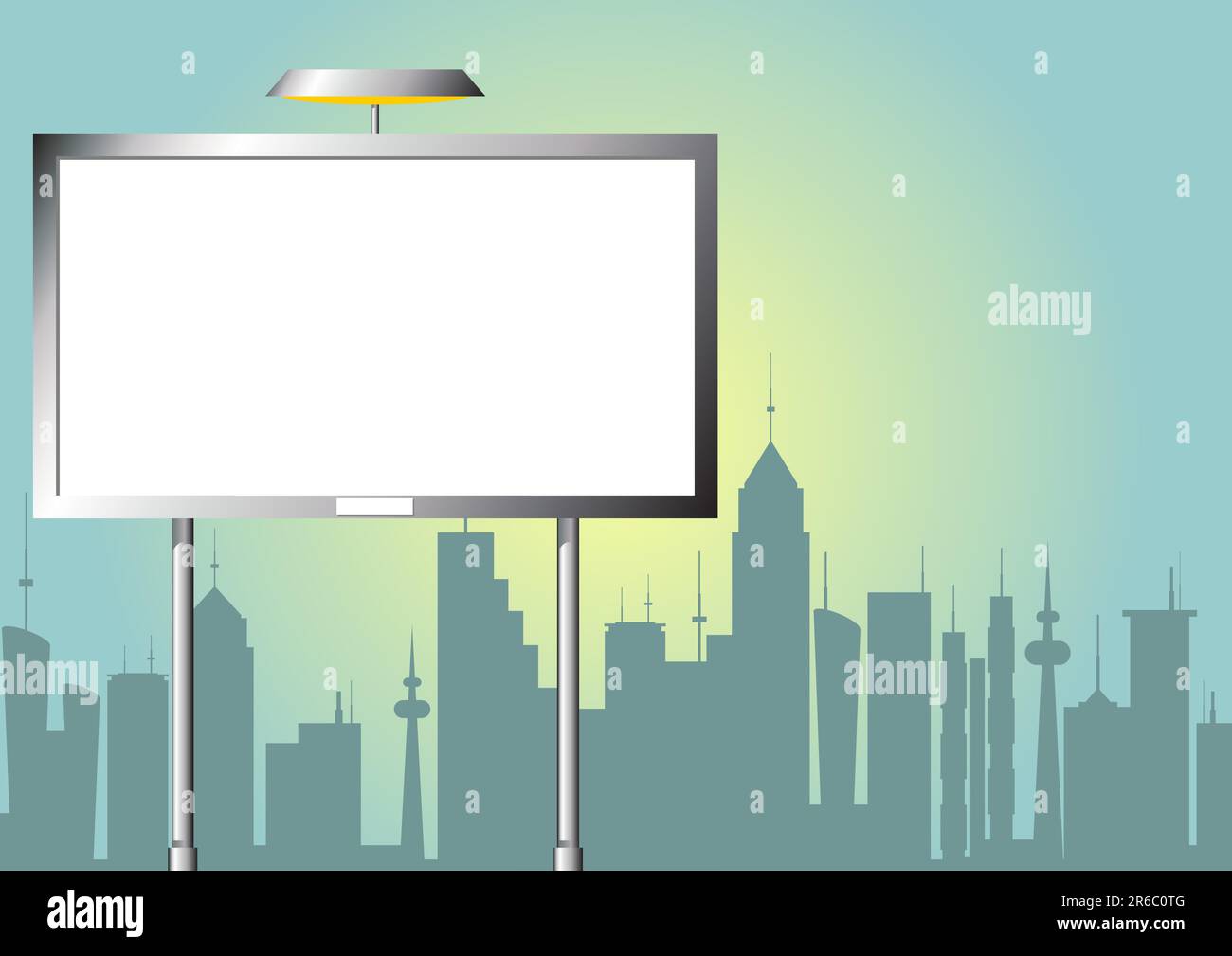 Panneaux publicitaires sur la silhouette de la ville par jour Illustration de Vecteur