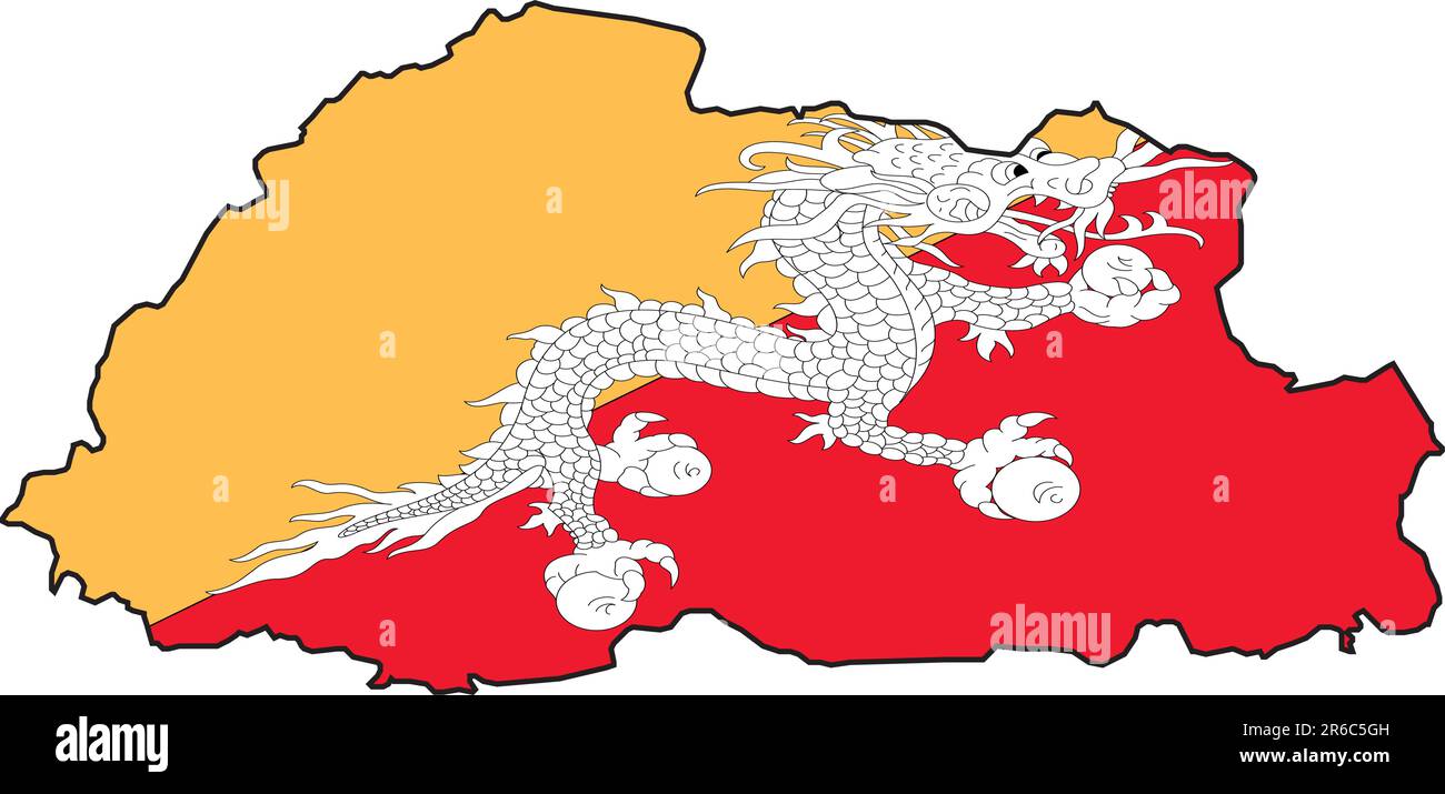 Illustration vecteur d'une carte et d'un drapeau du Bhoutan Illustration de Vecteur
