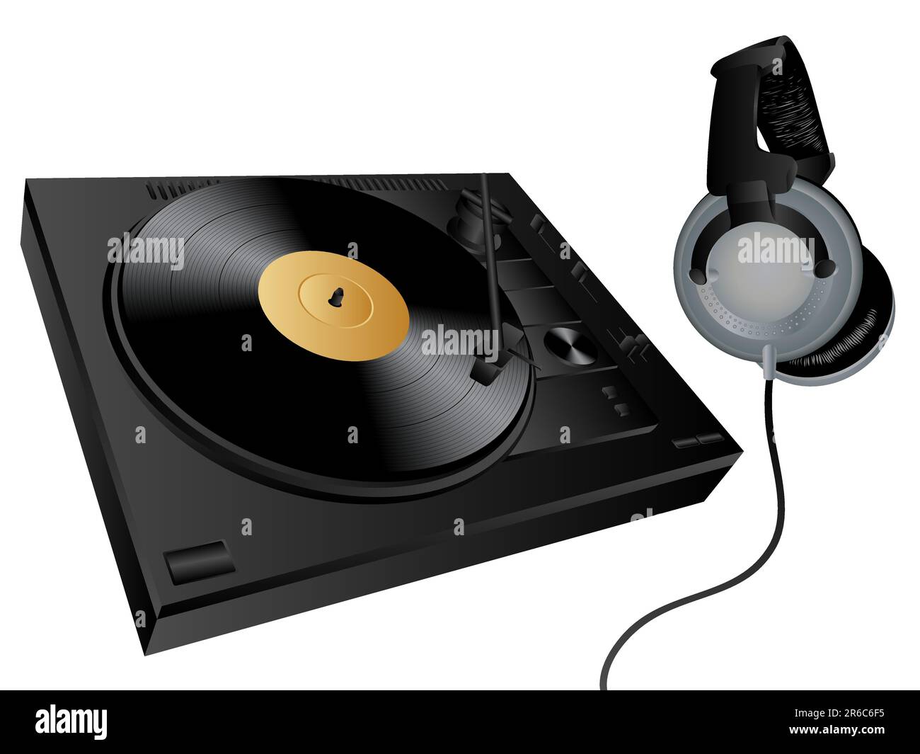 Image vectorielle isolée du plateau tournant et des écouteurs. Illustration de Vecteur