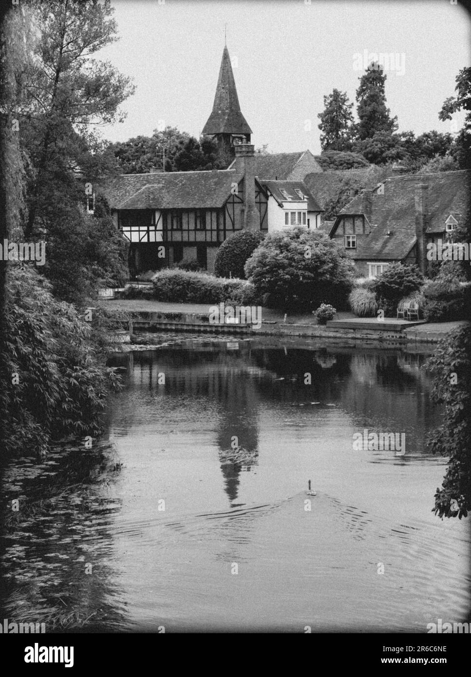 B&W Landscape, Whitchurch-on-Thames, Oxfordshire, Angleterre, Royaume-Uni, GO. Banque D'Images