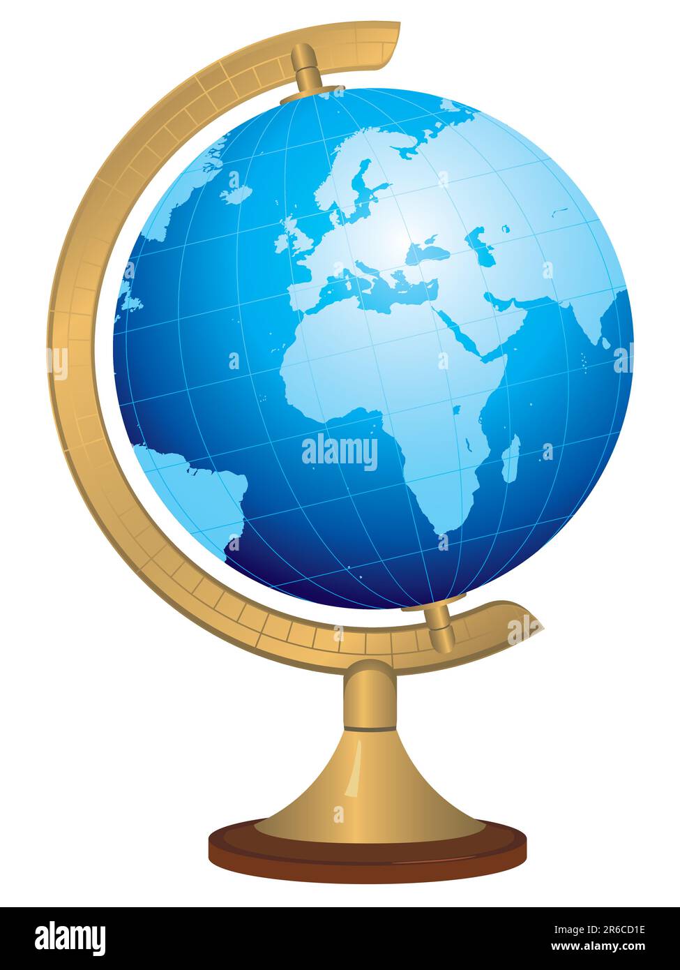 Globe en laiton avec carte du monde dessinée à la main. Veuillez consulter mon portfolio pour plus d'illustrations cartographiques. Illustration de Vecteur