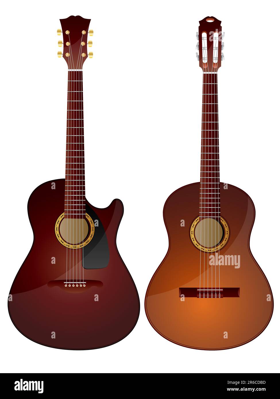 Image vectorielle isolée de guitares acoustiques. Illustration de Vecteur