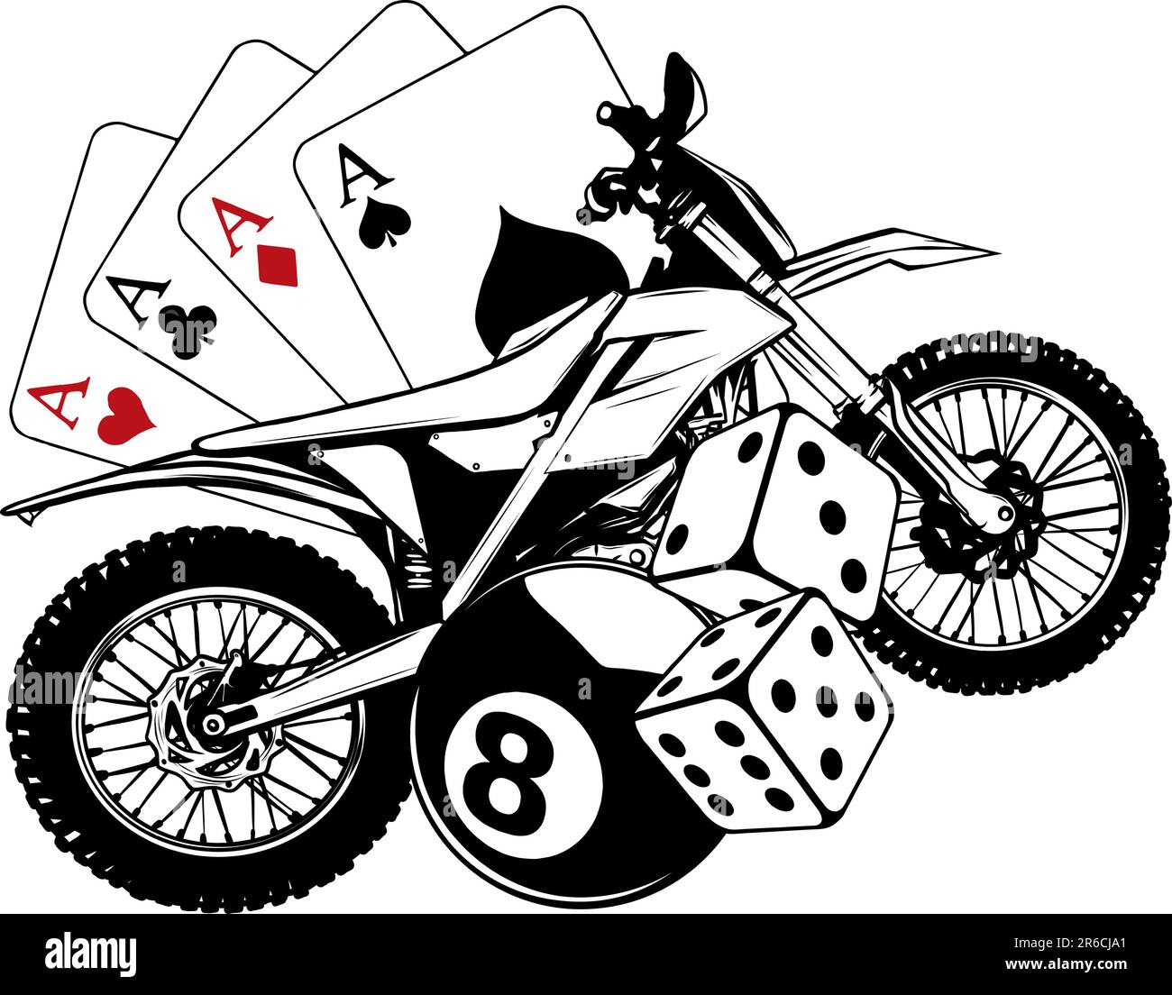 illustration vectorielle d'un motocross monochrome sur fond blanc Illustration de Vecteur