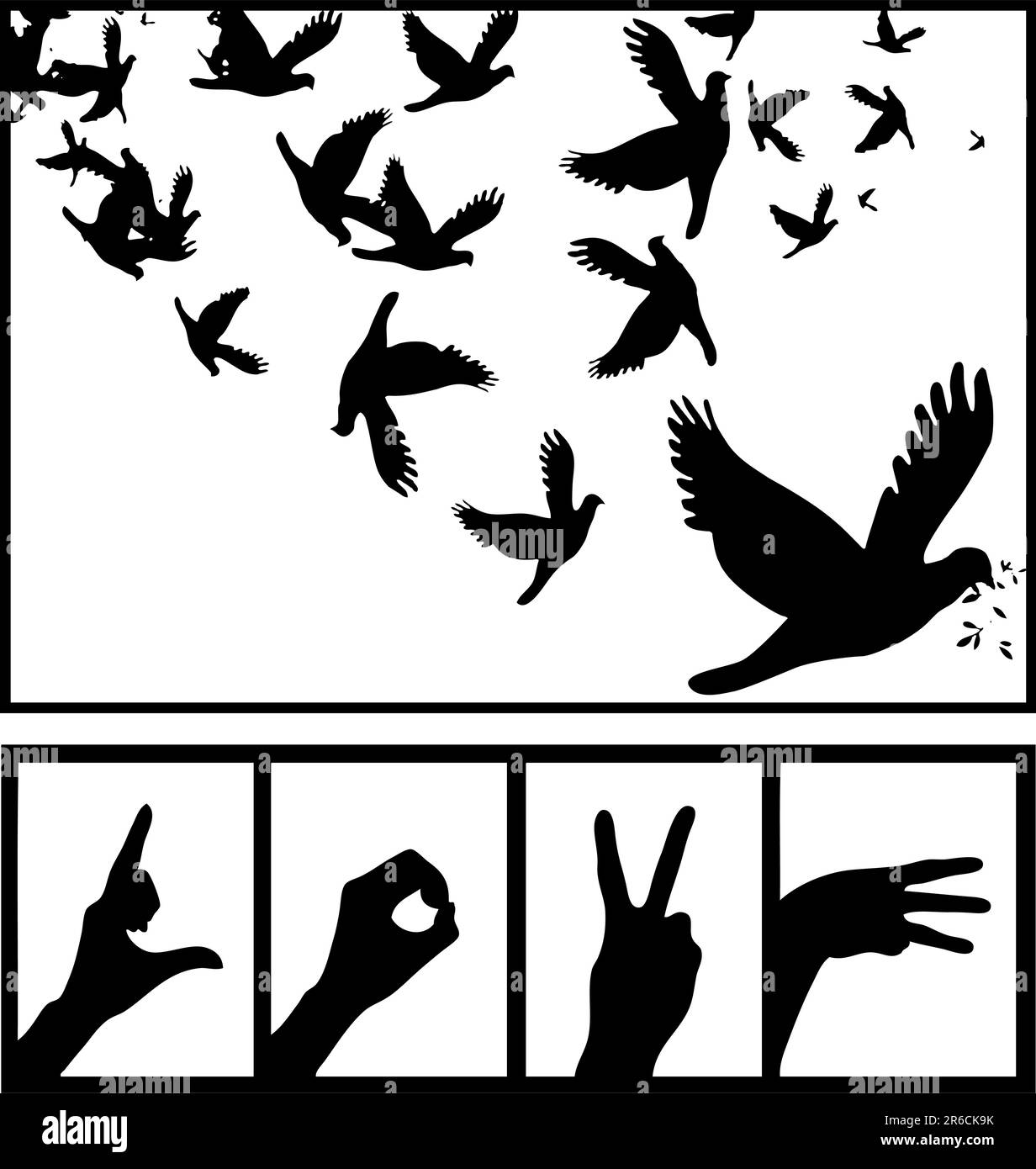 Silhouette symbole main amour paix colombe Illustration de Vecteur Silhouette symbole main amour paix colombe Illustration de Vecteur