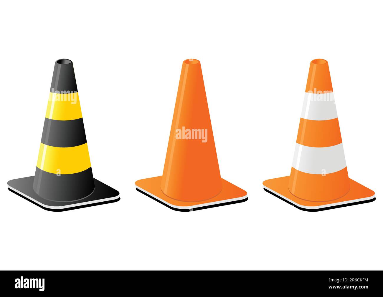 Cônes de signalisation routière pour signalisation de sécurité sur fond blanc Illustration de Vecteur