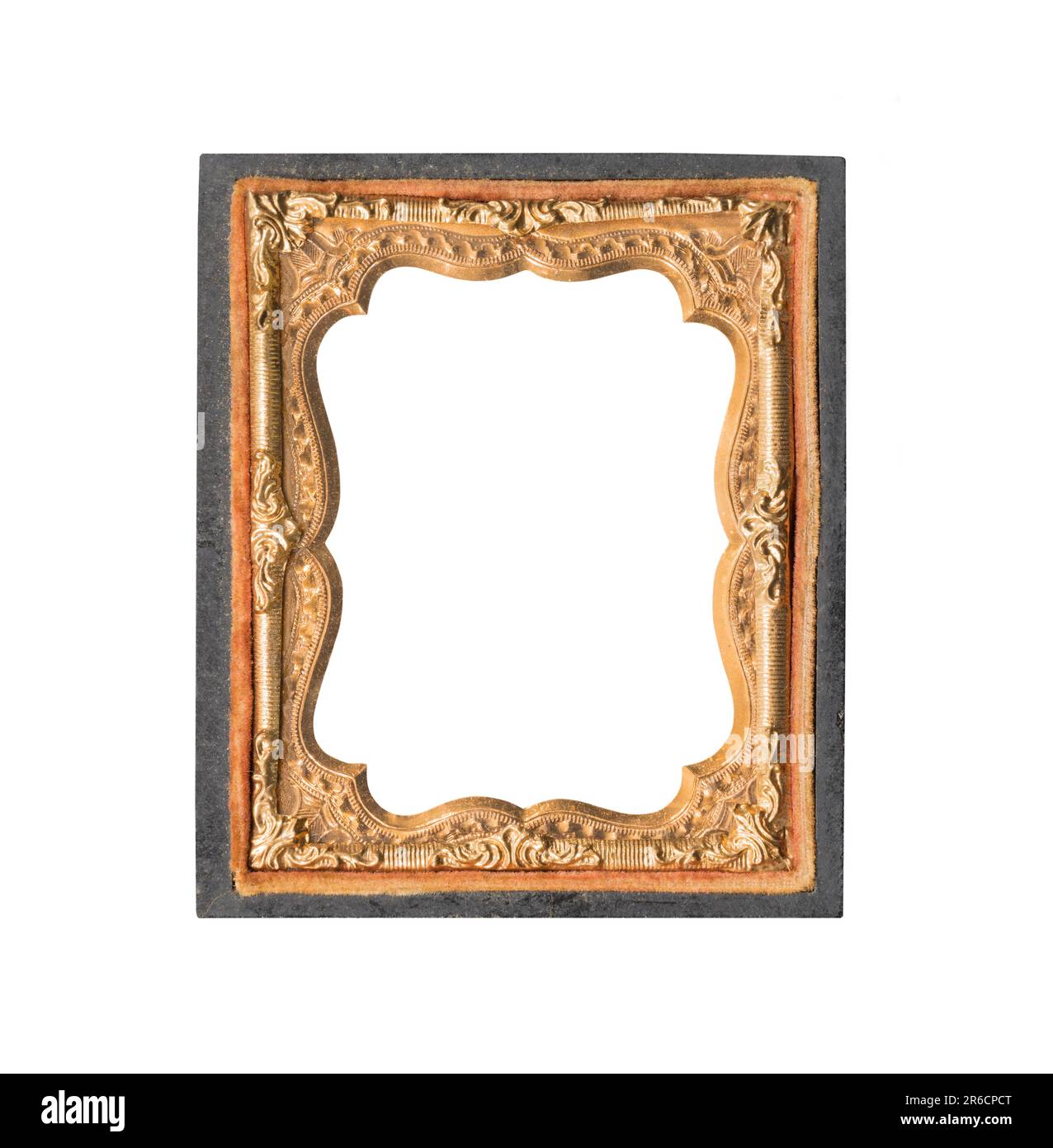 Cadre de porte-photo antique de style victorien isolé avec centre découpé. Banque D'Images