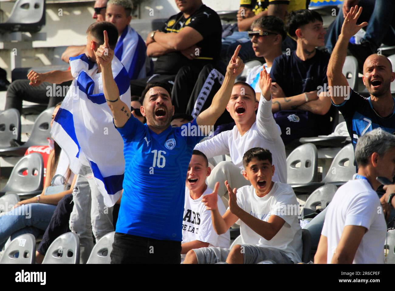 La Plata, Argentine. 08th juin 2023. Estadio Ciudad de la Plata fans d'Israël, pendant le match entre l'Uruguay et Israël, pour la demi-finale de la FIFA SUB-20 coupe du monde Argentine 2023, à Estadio Ciudad de la Plata, ce jeudi, 08. 30761 (Pool Pelaez Burga/SPP) crédit: SPP Sport Press photo. /Alamy Live News Banque D'Images