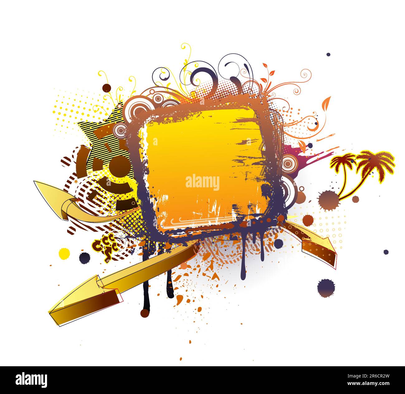 Illustration Vecteur de fond floral urbain avec des éléments de conception plus grunge frame vitrail. Illustration de Vecteur