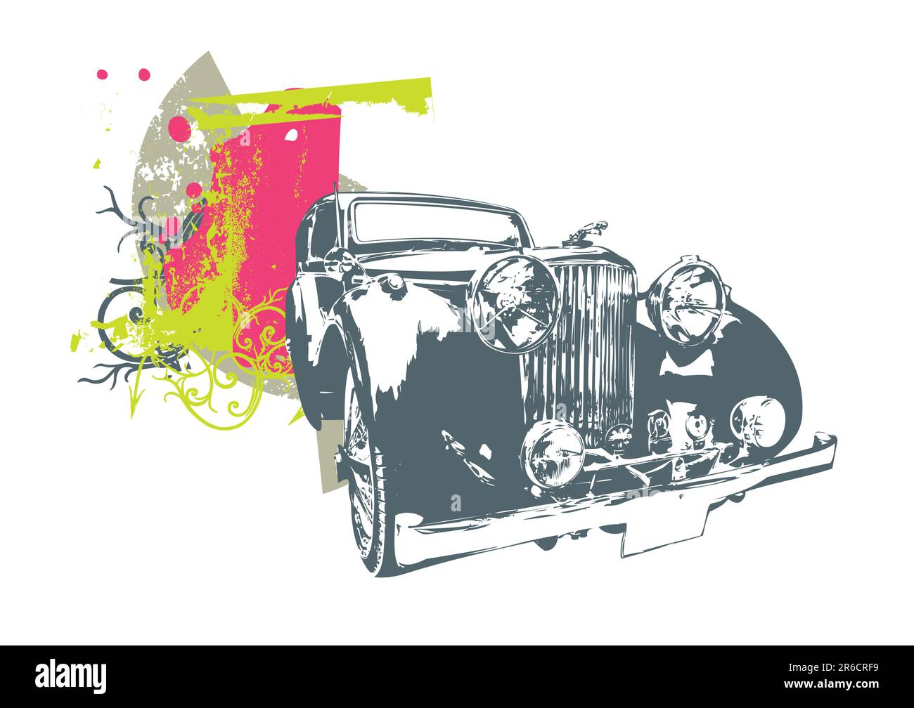 Vector Illustration of old vintage voiture de collection personnalisé Illustration de Vecteur