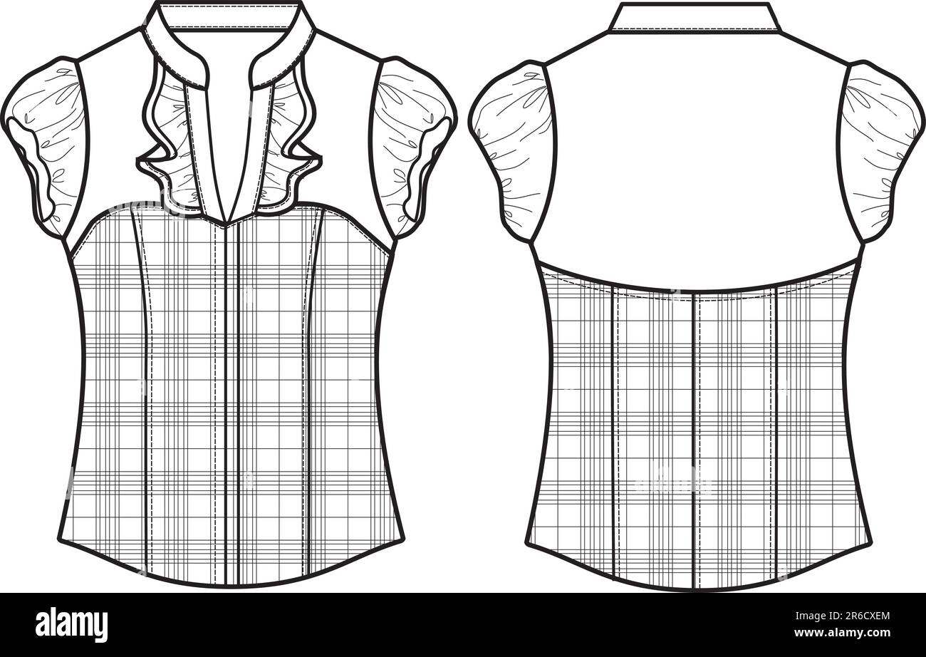 blouse à carreaux classique pour femme Illustration de Vecteur