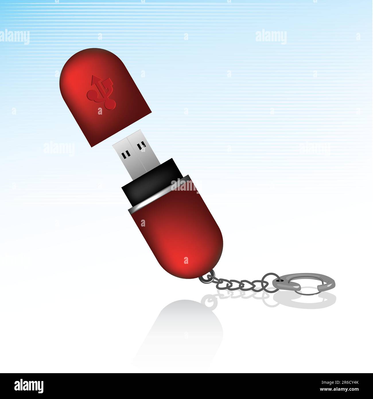 Icône de porte-clés de lecteur flash générique avec symbole USB Illustration de Vecteur