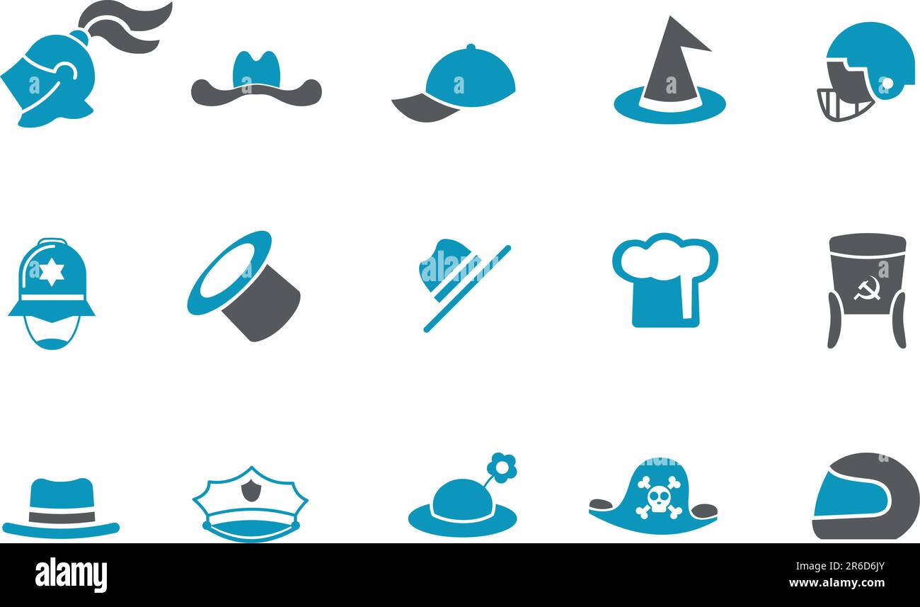 Pack d'icônes vectorielles - Blue Series, collection de chapeaux Illustration de Vecteur
