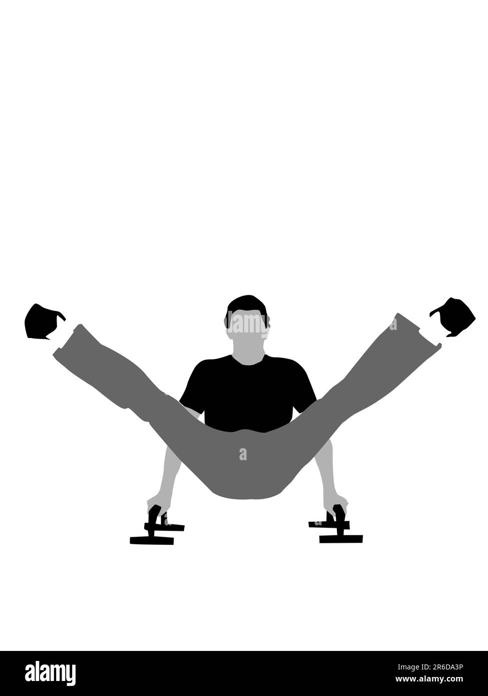 fitnessman posant avec l'aide de push-up sur un arrière-plan isolé Illustration de Vecteur