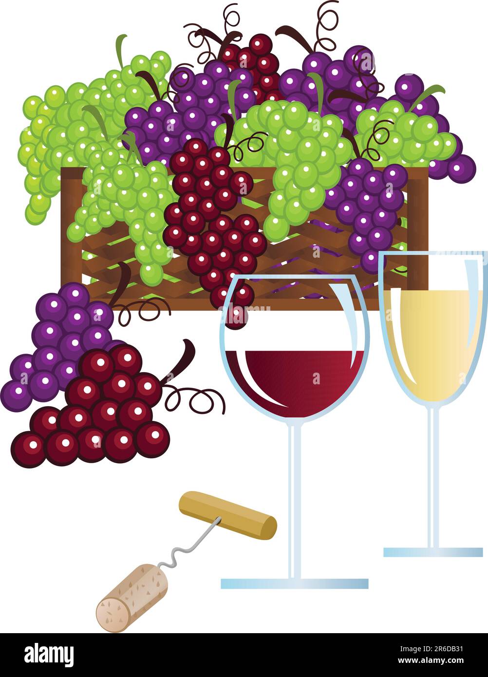 Illustration du vin avec panier de fruits Illustration de Vecteur