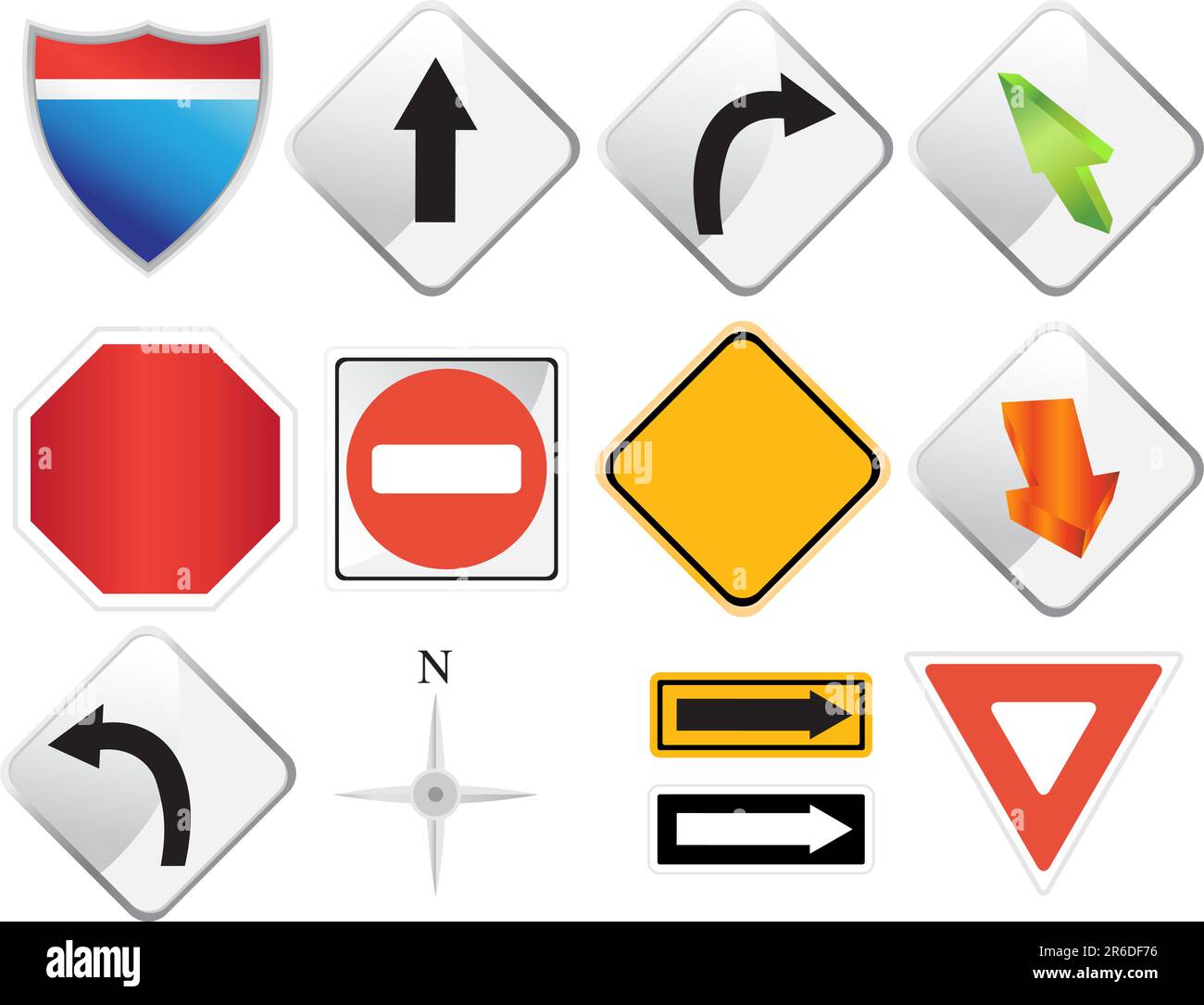 Ensemble d'icônes de navigation de la signalisation routière. Illustration de Vecteur