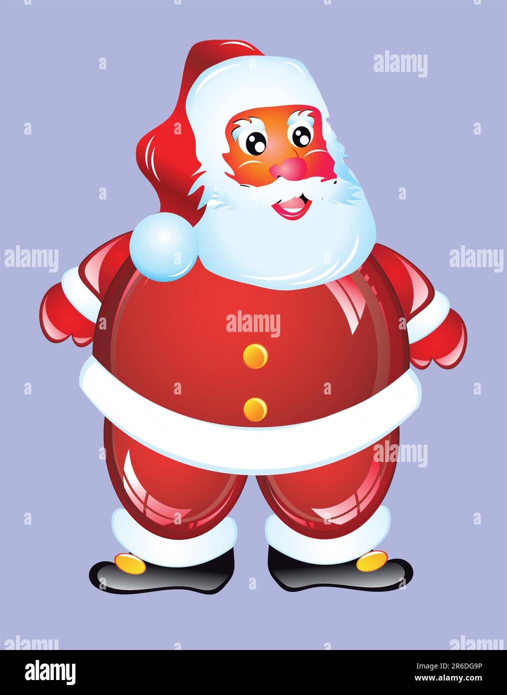 Style de dessin animé isolé du Père Noël avec robe rouge brillante Illustration de Vecteur