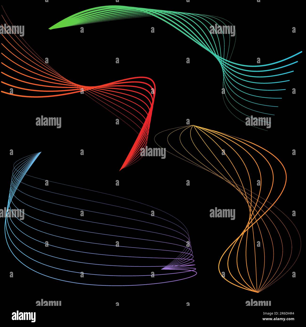 Ensemble d'images de l'onde de l'énergie. Illustration de Vecteur