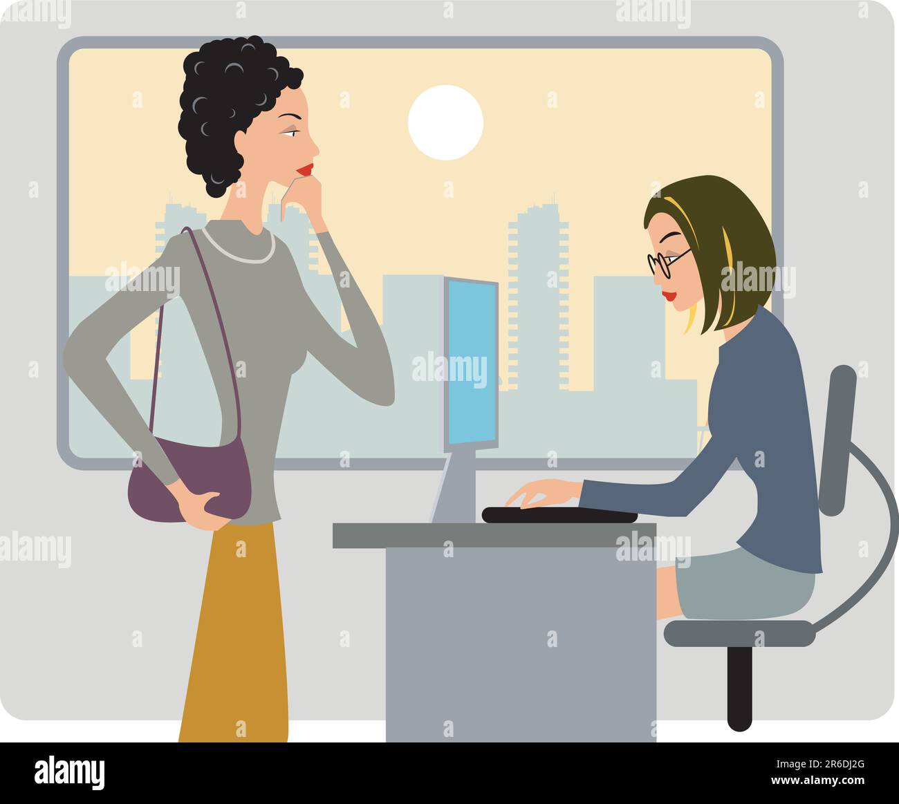 Deux femmes au bureau Illustration de Vecteur