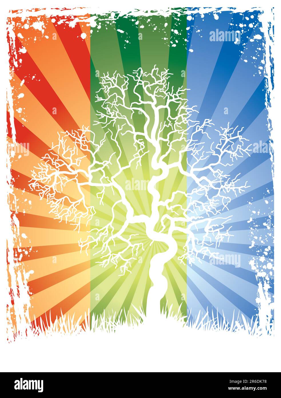 Résumé de l'arbre blanc sur un fond coloré Illustration de Vecteur