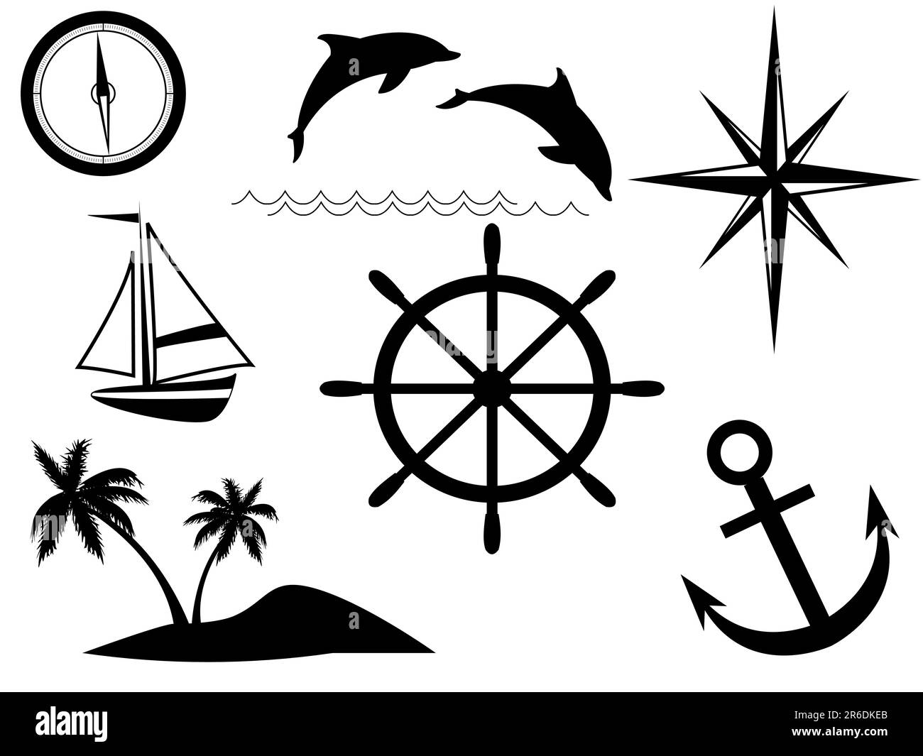 La mer et la mer signes dans un vecteur sur fond blanc Illustration de Vecteur