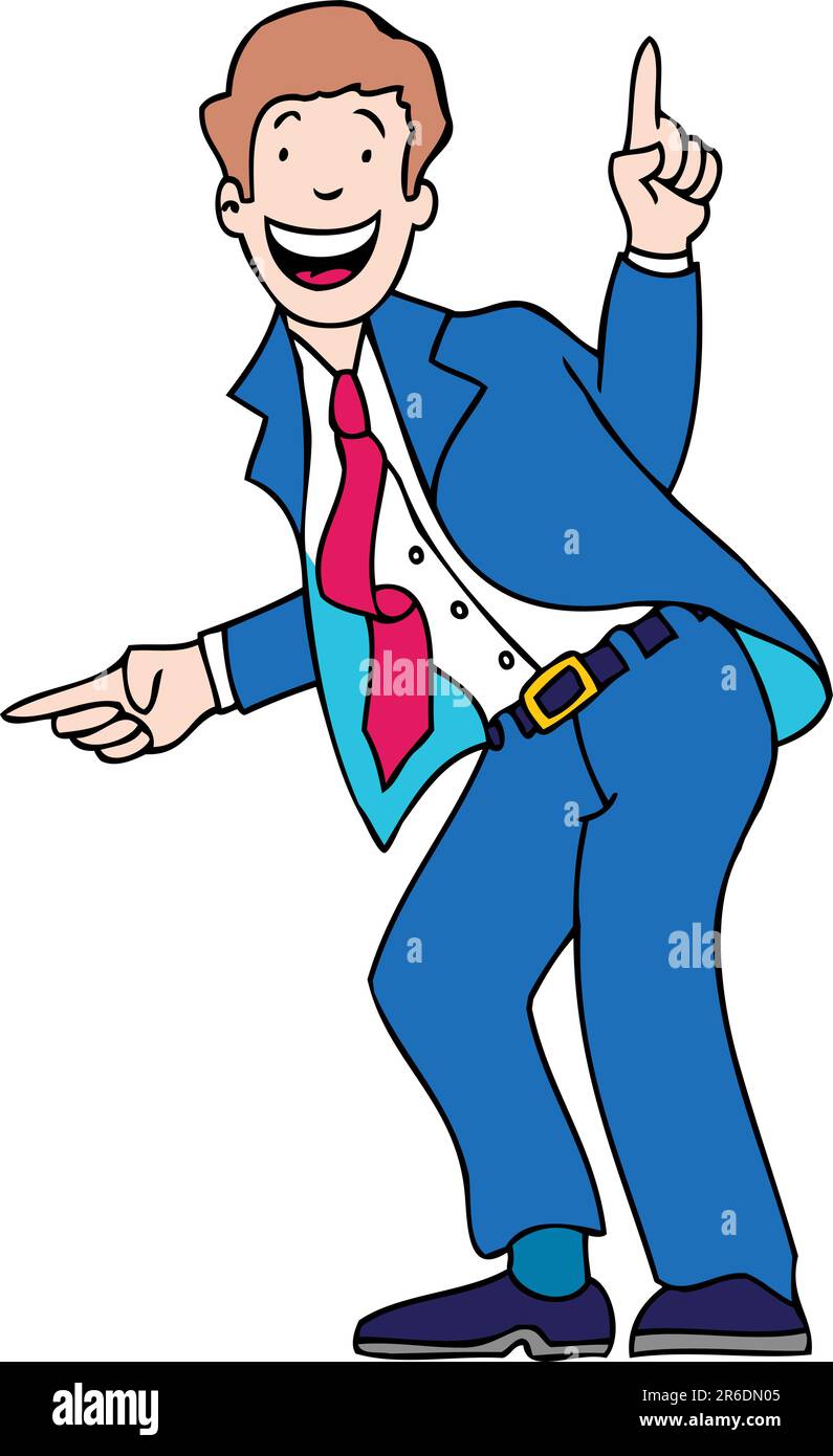 Homme d'affaires fait la danse heureuse. Illustration de Vecteur