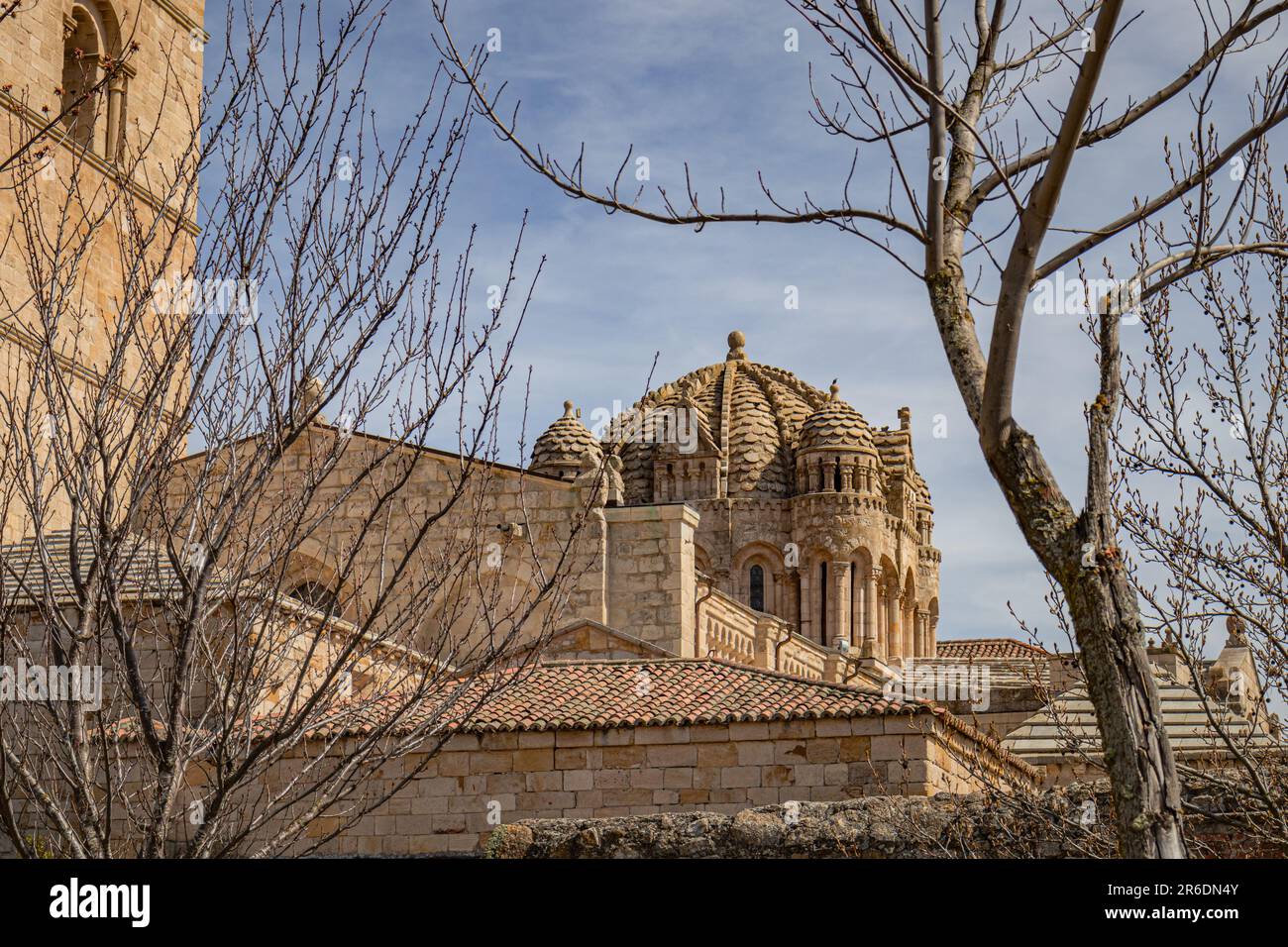 Coupole byzantine de la cathédrale romane de Zamora lors d'une journée de printemps Banque D'Images