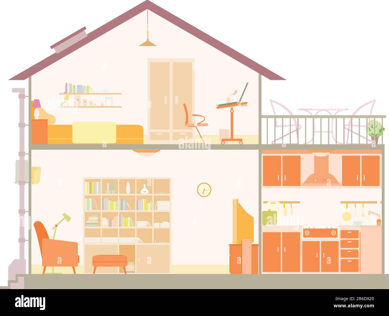 décoration moderne en forme de section de maison. Illustration de Vecteur