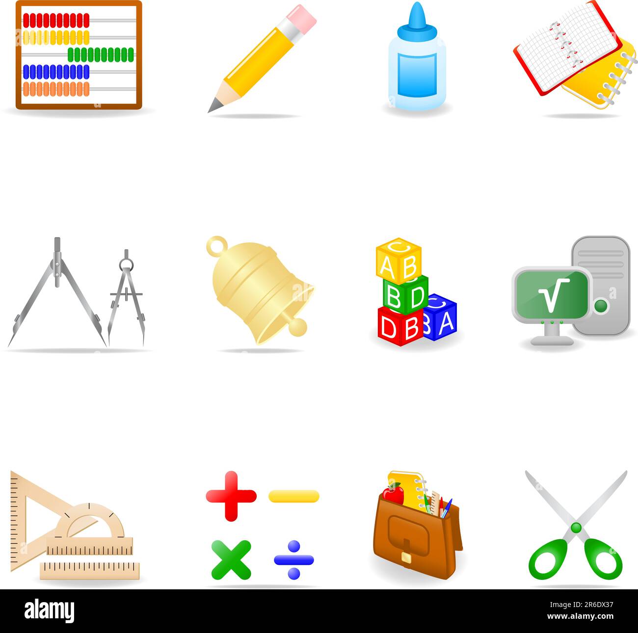 Jeu d'icônes avec symboles d'école Illustration de Vecteur