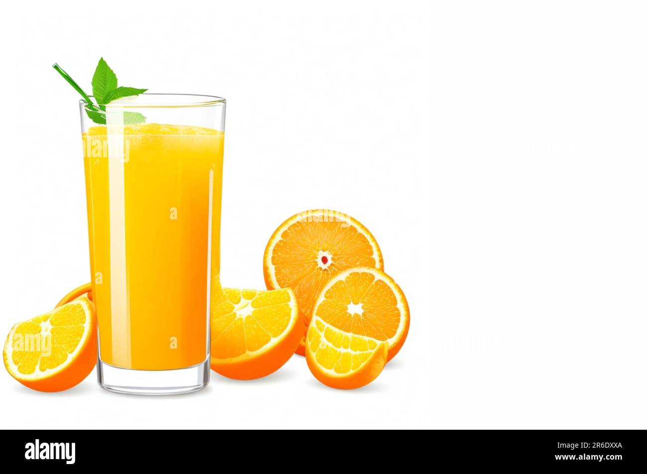 Un verre de jus d'orange frais à boire, illustration vectorielle isolée sur fond blanc génère Banque D'Images