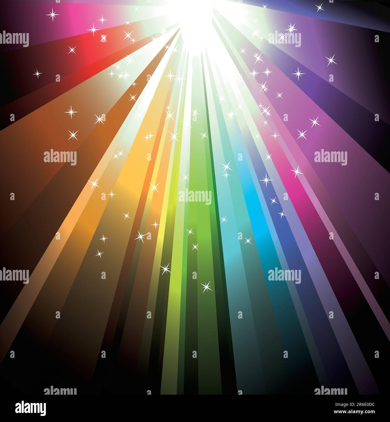 Magic Rainbow Light avec des étoiles délicates Illustration de Vecteur