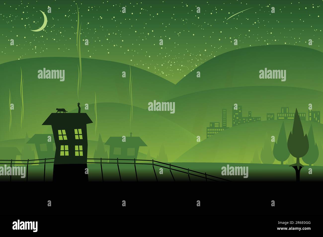 Illustration vectorielle modifiable d'un paysage de nuit Illustration de Vecteur