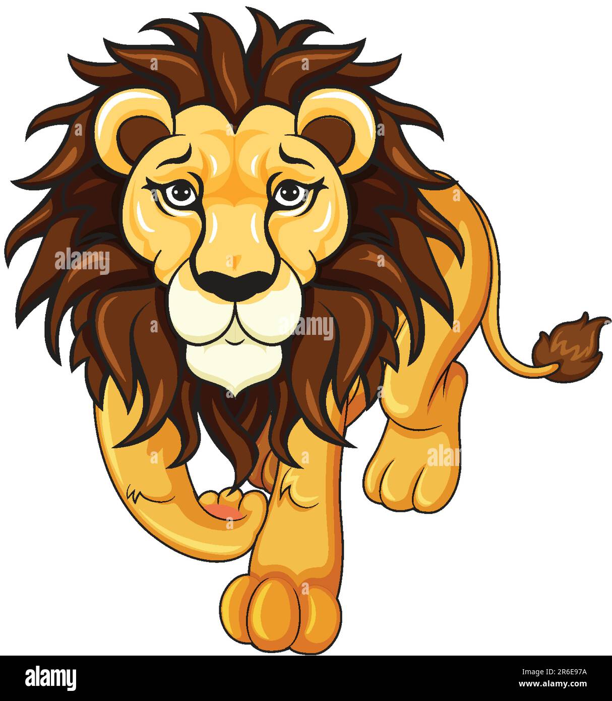Un lion marche vers l'avant sur un fond blanc Illustration de Vecteur