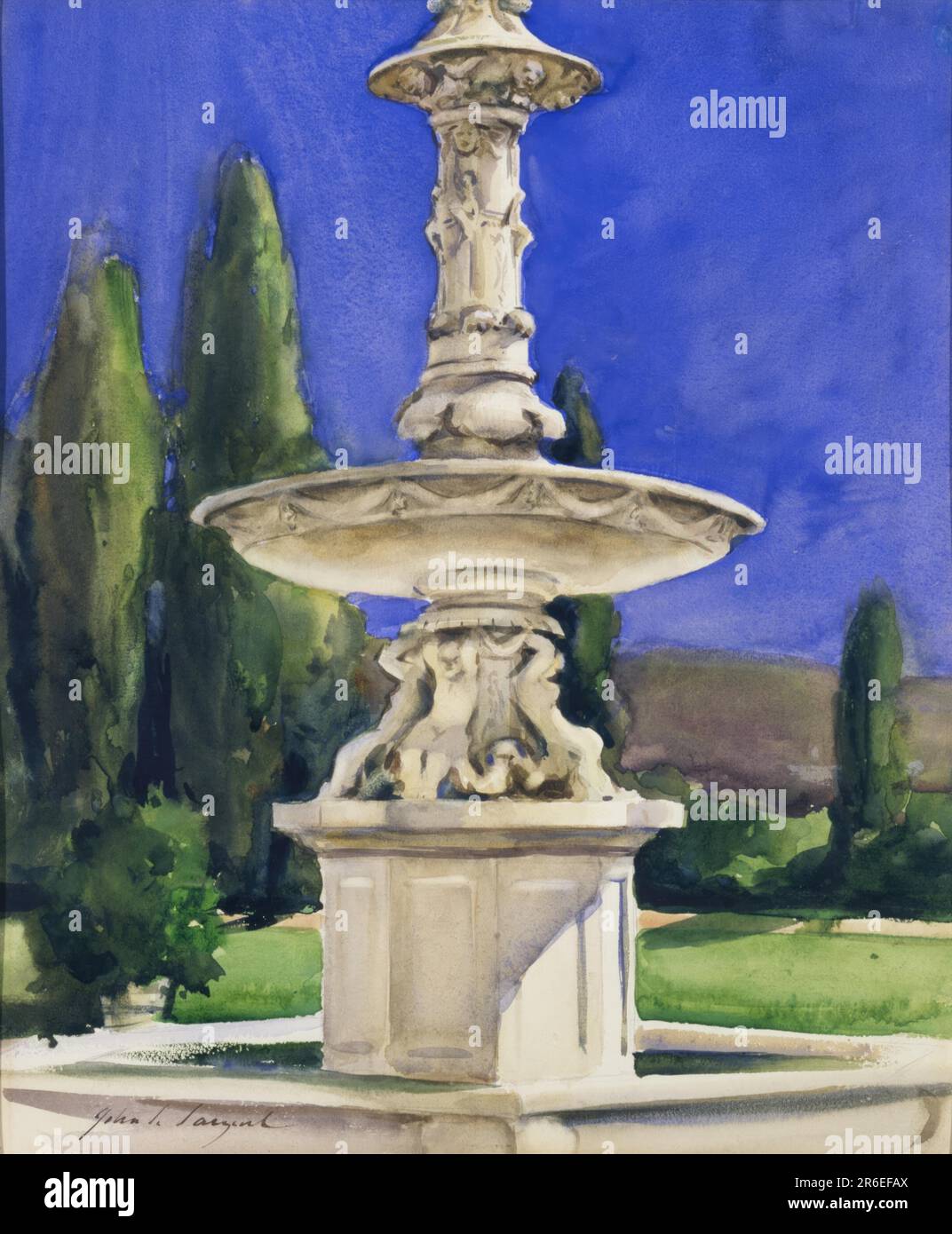 Fontaine de marbre en Italie. aquarelle. Date : env. 1907. Musée: Smithsonian American Art Museum. Banque D'Images