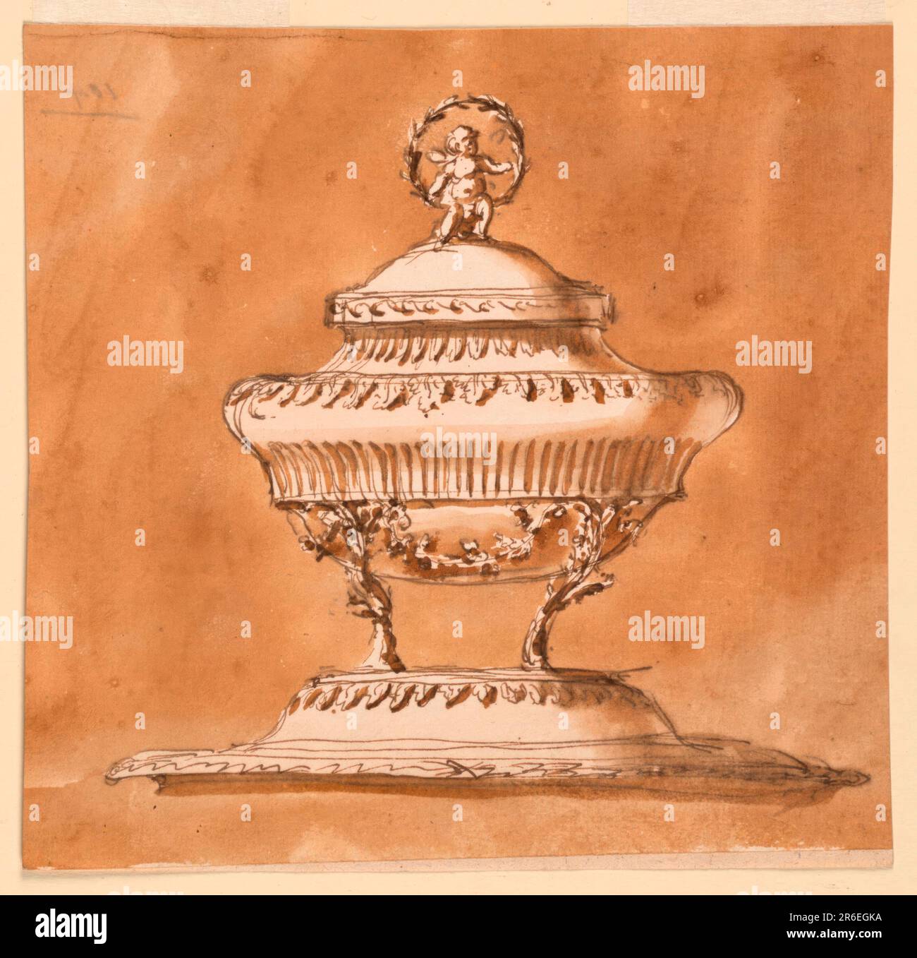 De l'image. Stylo et encre brune, brosse et lavage brun. Date: 1746-1809. Musée : Cooper Hewitt, Smithsonian Design Museum. Banque D'Images