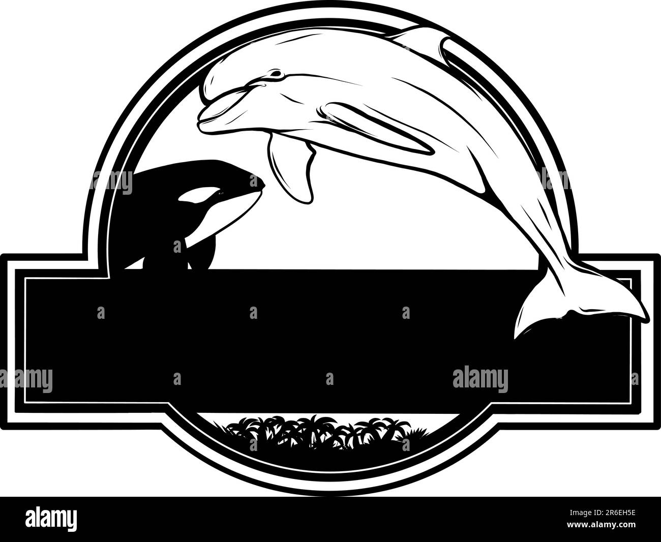 Illustration vectorielle du logo Delphine monochrome Illustration de Vecteur