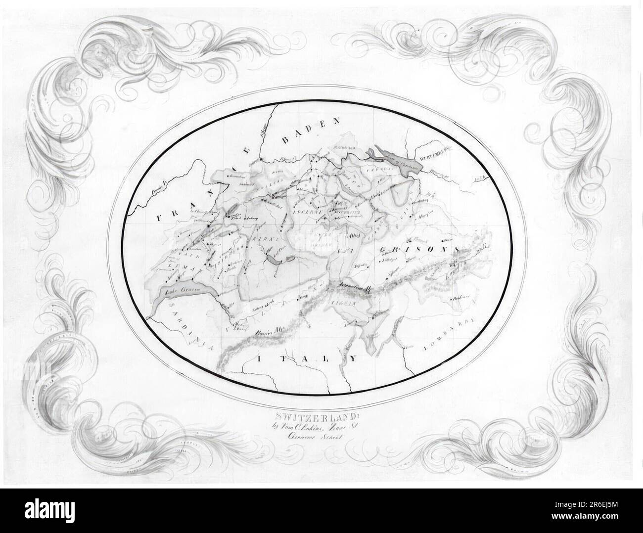 Carte de la Suisse. Encre, aquarelle et crayon sur carton. Date : (c. 1856). MUSÉE : MUSÉE HIRSHHORN ET JARDIN DE SCULPTURES. Banque D'Images