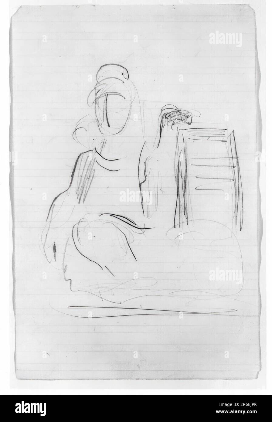 Le Schuykill libéré (femme assise). crayon sur papier. Date : (1875-1876). MUSÉE : MUSÉE HIRSHHORN ET JARDIN DE SCULPTURES. Banque D'Images