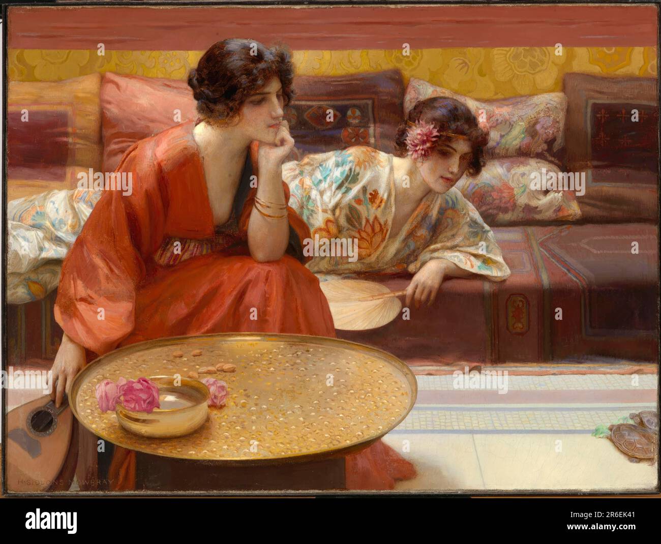 Heures d'inactivité. Date: 1895. huile sur toile. Musée: Smithsonian American Art Museum. Banque D'Images