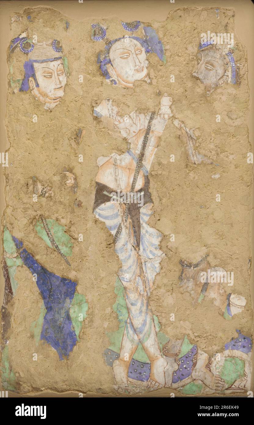 Trois chiffres, de Cave 224. Date: 4th-6th siècle. stuc avec pigment. Musée: Smithsonian American Art Museum. Banque D'Images