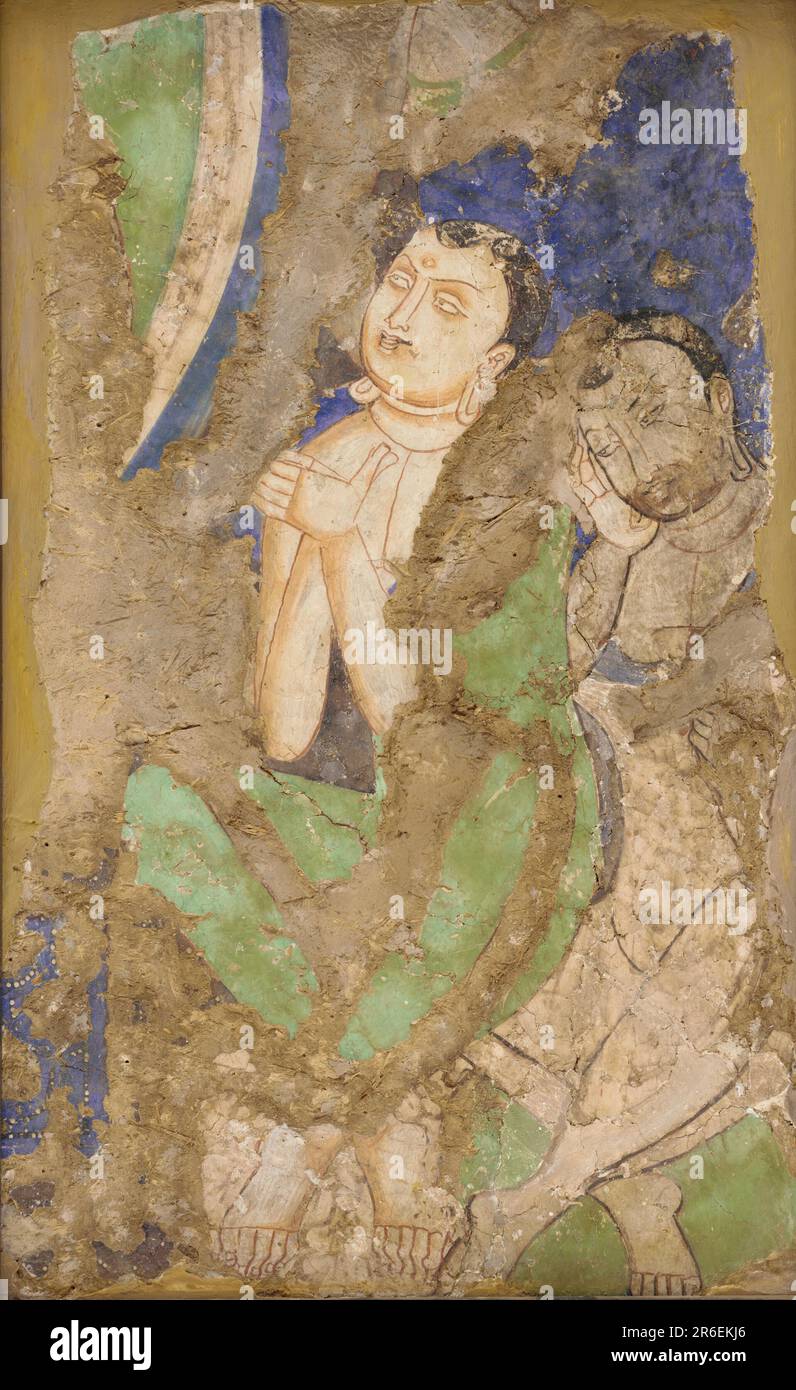 Deux Monks, de Cave 224. Date: 4th-6th siècle. stuc avec pigment. Musée: Smithsonian American Art Museum. Banque D'Images