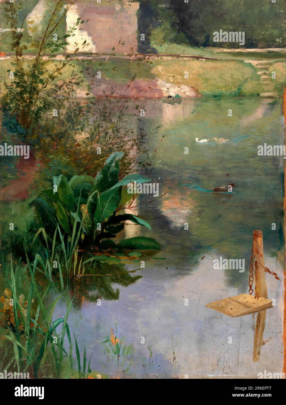 Marge d'un Moat. Date : n.d. huile sur toile. Musée: Smithsonian American Art Museum. Banque D'Images
