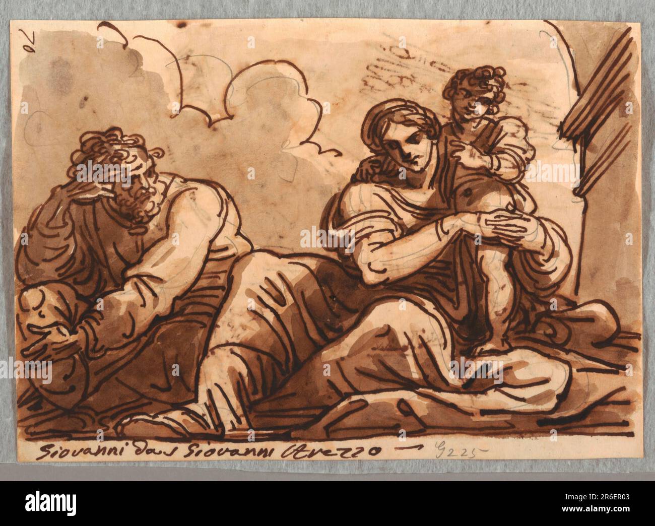 La Sainte famille. Date: 1813-18. Stylo et encre, pinceau et aquarelle brune sur papier. Musée : Cooper Hewitt, Smithsonian Design Museum. Banque D'Images