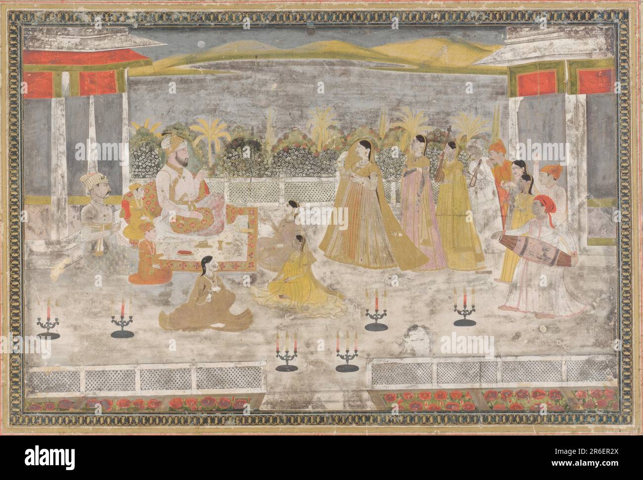 Une scène de palais. Date: 18th siècle. Origine: Inde. Période: Dynastie Mughal. Couleur et or sur papier. Musée: Freer Gallery of Art et Arthur M. Sackler Gallery. Banque D'Images